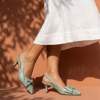 MIMI 50 - Verde Salvia Regina Romero  Zapato Zapatilla Tacon Bajo Para Dama en Piel