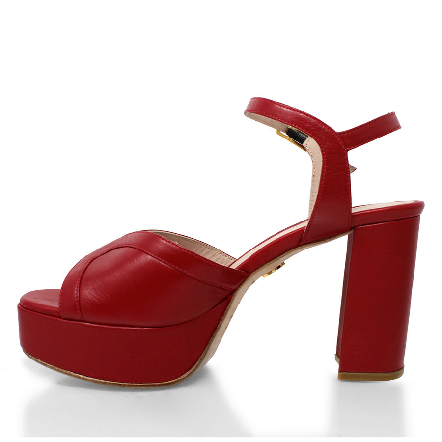 ELARA 95 - Rojo Regina Romero Zapato Zapatilla Tacon Alto Para Dama en Piel