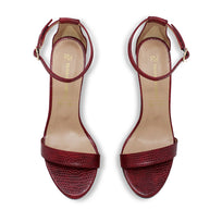 Sandalias Claudine 85 Regina Romero en piel color lizard rojo, tacon alto