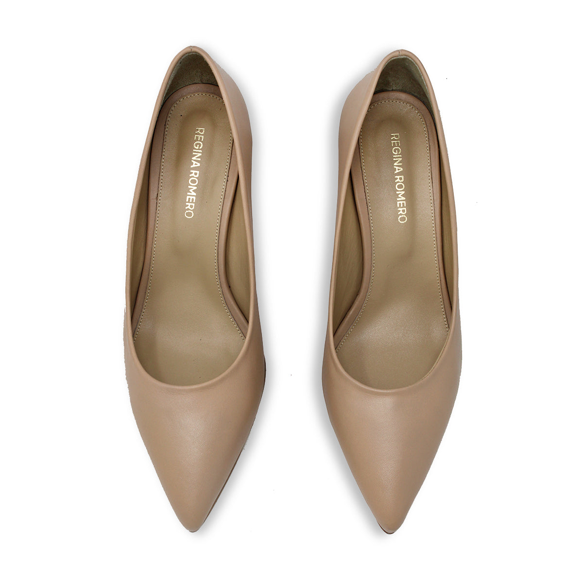 TAMARA 50 - Beige Regina Romero Zapato Zapatilla Tacon Bajo Para Dama en Piel