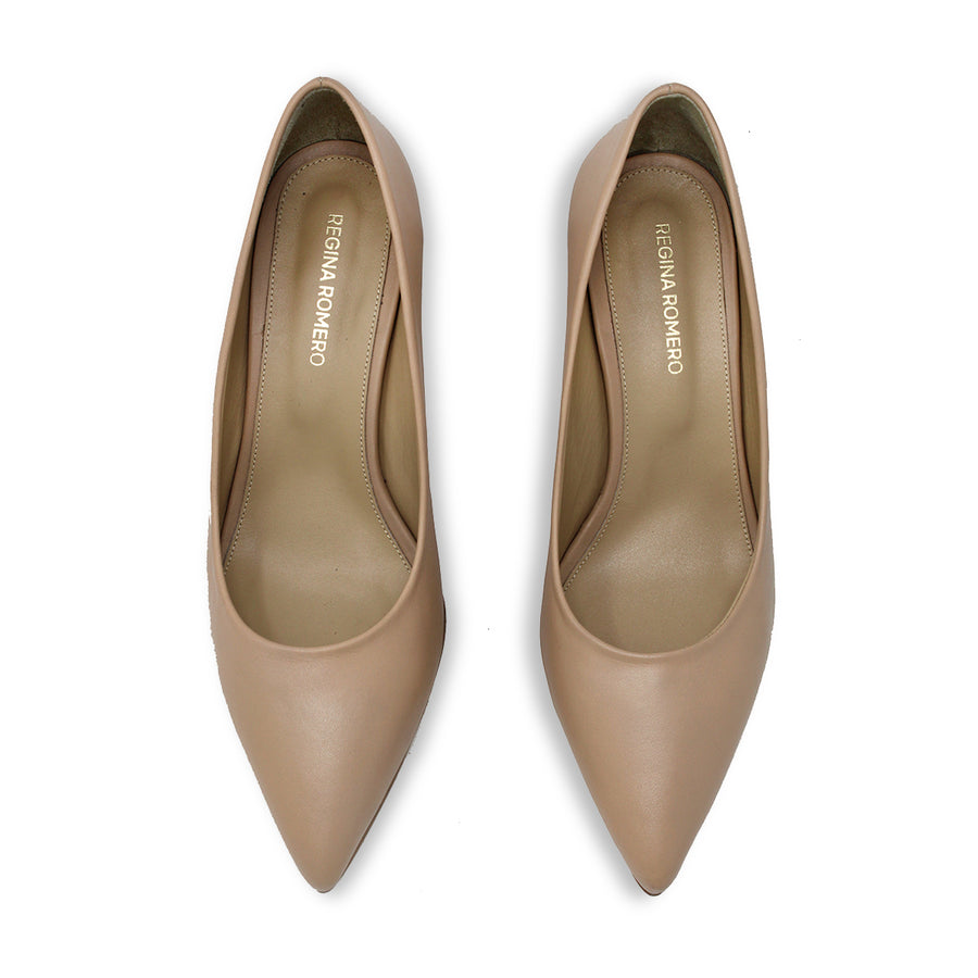 TAMARA 50 - Beige Regina Romero Zapato Zapatilla Tacon Bajo Para Dama en Piel