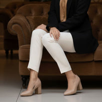 TAMARA 50 - Beige Regina Romero Zapato Zapatilla Tacon Bajo Para Dama en Piel