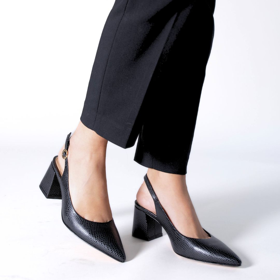TANIA 50 - Lizard Black Regina Romero Low Heel Sneaker Shoe for Women in Leather
