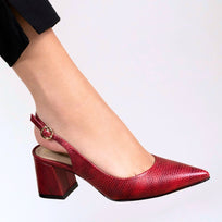 TANIA 50 - Rojo Regina Romero Zapato Zapatilla Tacon Bajo Para Dama en Piel