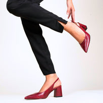 TANIA 50 - Rojo Regina Romero Zapato Zapatilla Tacon Bajo Para Dama en Piel