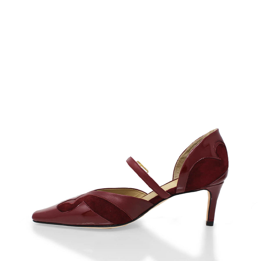 Zapatillas TAOS 60 Regina Romero en piel color mix vino, tacón medio