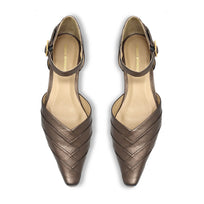 Zapatillas VIANNA 30 Regina Romero en piel color bronce, tacón bajo