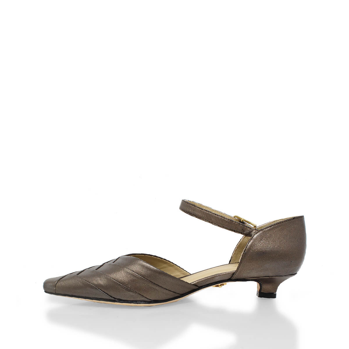 Zapatillas VIANNA 30 Regina Romero en piel color bronce, tacón bajo