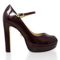 SAVINA 120 - Charol Burgundy Regina Romero Zapato Plataforma Tacon Alto Para Dama en Piel