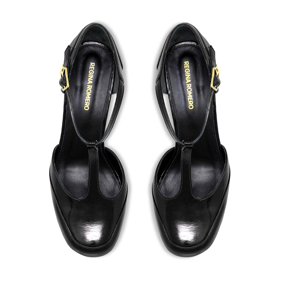 VIVIANA 95 - Charol Negro Regina Romero Zapato Plataforma Tacon Alto Para Dama en Piel