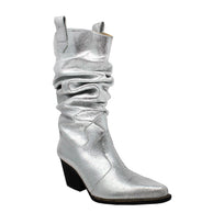 MADELEINE 60 - Plata Regina Romero Zapato Bota Botin Tacon Bajo Para Dama en Piel