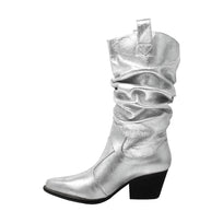MADELEINE 60 - Plata Regina Romero Zapato Bota Botin Tacon Bajo Para Dama en Piel