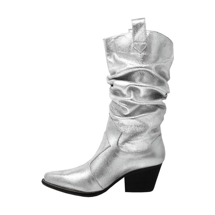 MADELEINE 60 - Plata Regina Romero Zapato Bota Botin Tacon Bajo Para Dama en Piel
