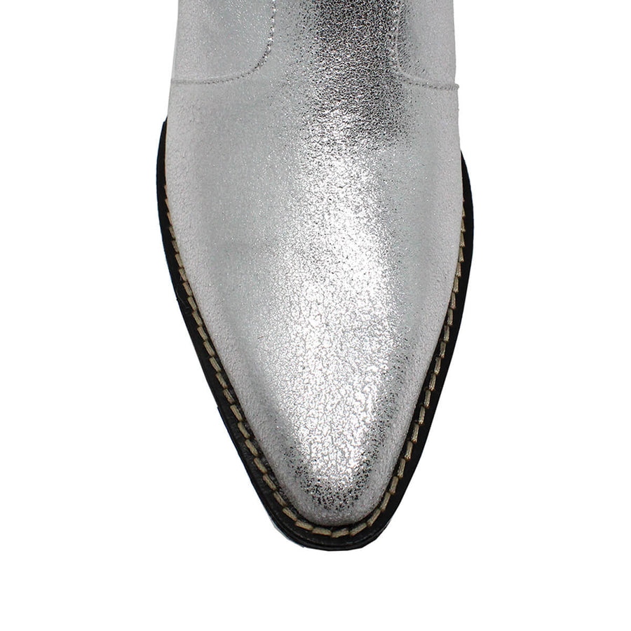 MADELEINE 60 - Plata Regina Romero Zapato Bota Botin Tacon Bajo Para Dama en Piel