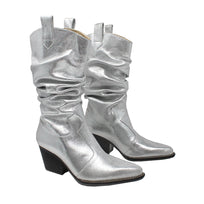 MADELEINE 60 - Plata Regina Romero Zapato Bota Botin Tacon Bajo Para Dama en Piel