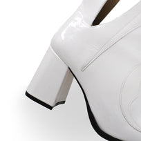 BAU 75 - Charol Blanco Regina Romero Zapato Bota Botin Tacon Alto Para Dama en Piel
