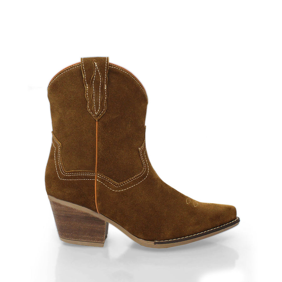 SIERRA 60 - Canela Regina Romero Zapato Bota Botin Tacon Bajo Para Dama en Piel