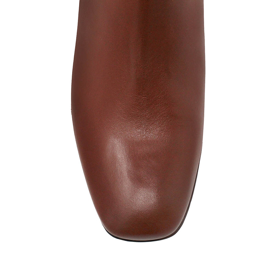 NOELLE 45 - Tan Regina Romero Zapato Bota Botin Tacon Bajo Para Dama en Piel