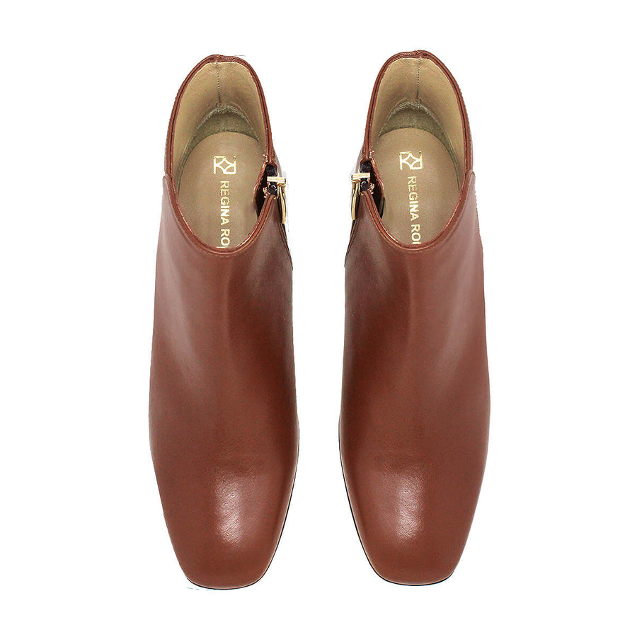 NOELLE 45 - Tan Regina Romero Zapato Bota Botin Tacon Bajo Para Dama en Piel