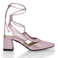 ARIA 50 - Rosa Metalico Regina Romero Zapato Zapatilla Tacon Bajo Para Dama en Piel