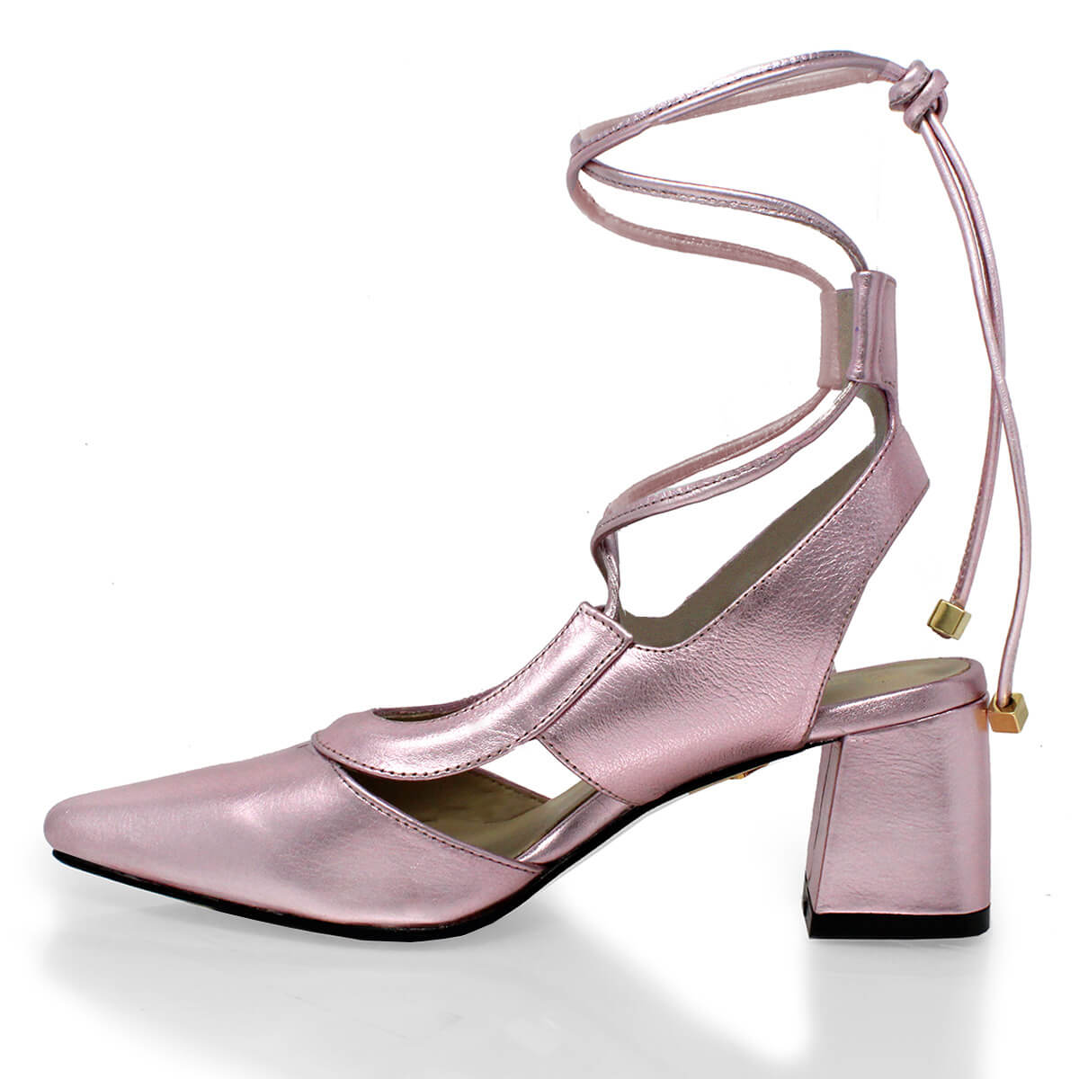 ARIA 50 - Metallic Pink Regina Romero Low Heel Sneaker Shoe for Women in Leather