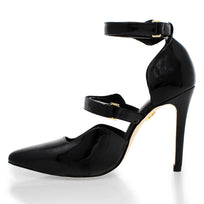 ASTRA 105 - Charol Negro Regina Romero Zapato Zapatilla Tacon Alto Para Dama en Piel