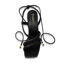 MIA 100 - Black Regina Romero High Heel Sandal Shoe for Women in Leather