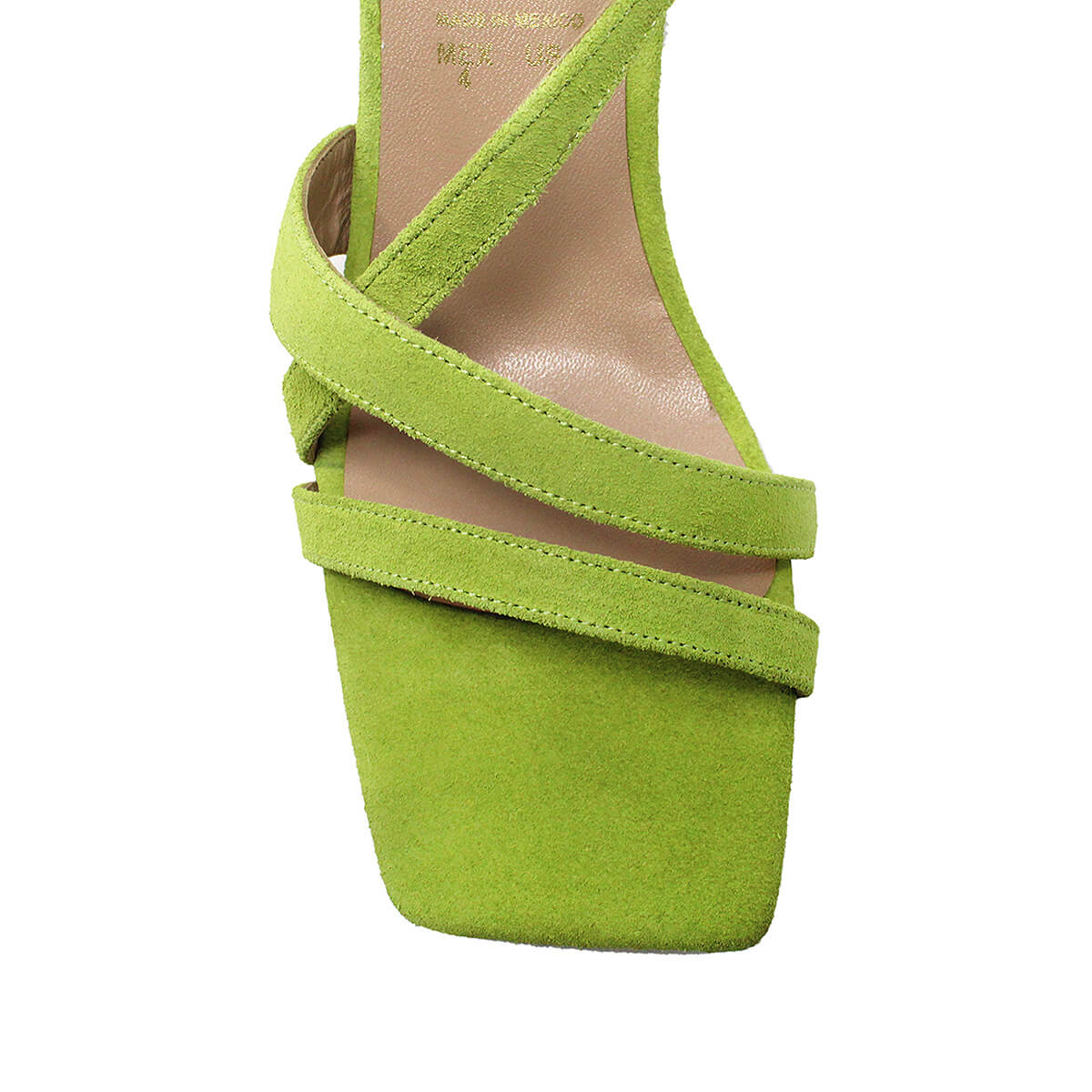 PIA 100 Edicion Limitada - Gamuza Verde Limon Regina Romero Zapato Sandalia Zapatilla Tacon Alto Para Dama en Piel