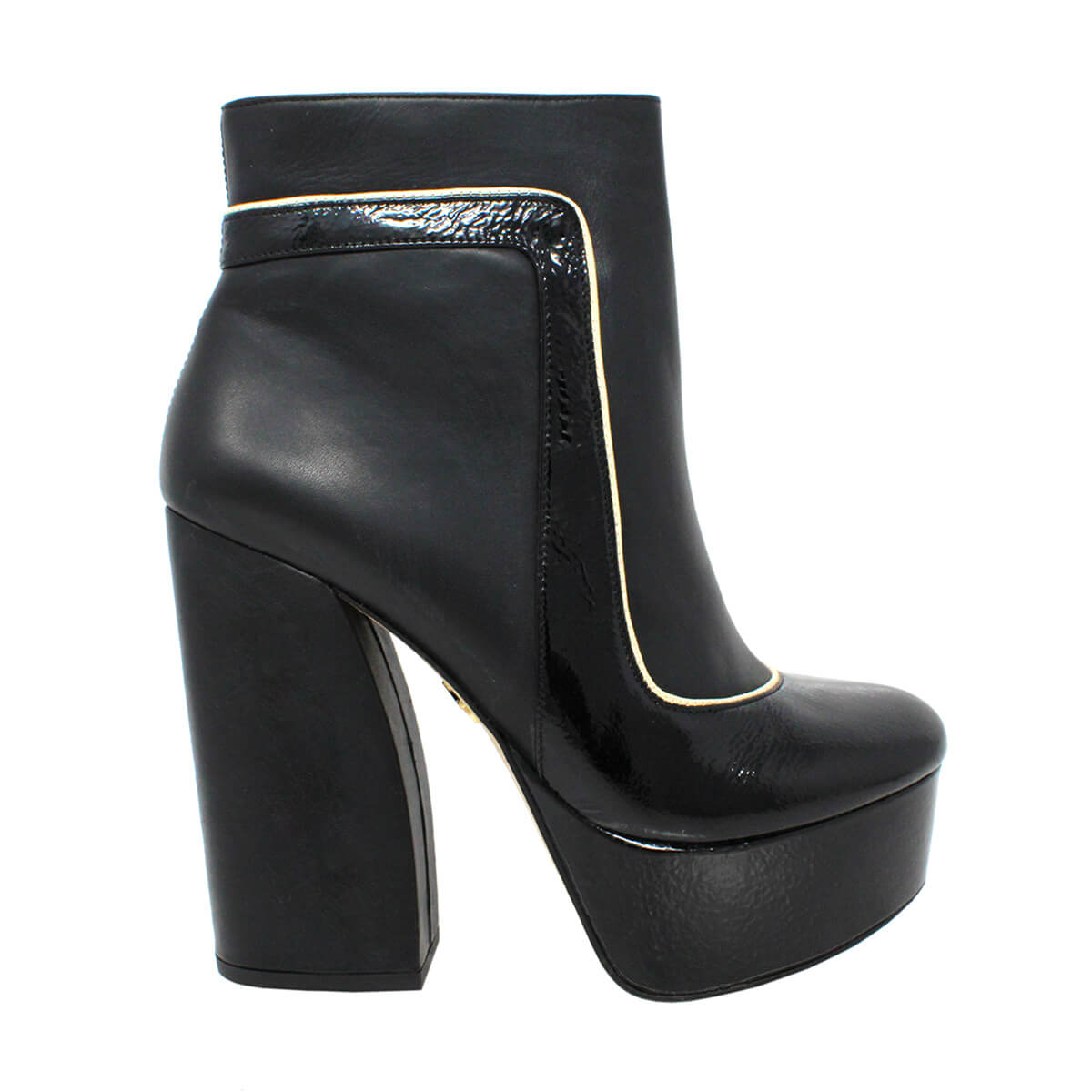 ARIES 135 - Black Regina Romero High Heeled Platform Ankle Boot Shoe for Lady in Leather