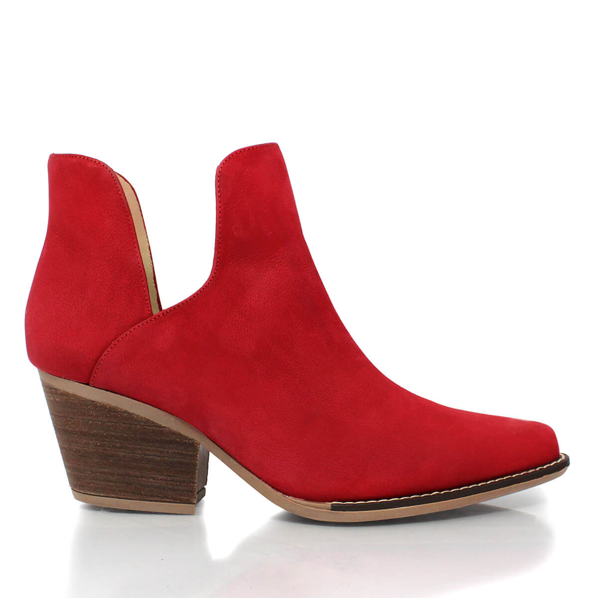 ISSA 60 - Rojo Regina Romero Zapato Bota Botin Tacon Bajo Para Dama en Piel