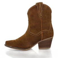 SIERRA 60 - Canela Regina Romero Zapato Bota Botin Tacon Bajo Para Dama en Piel