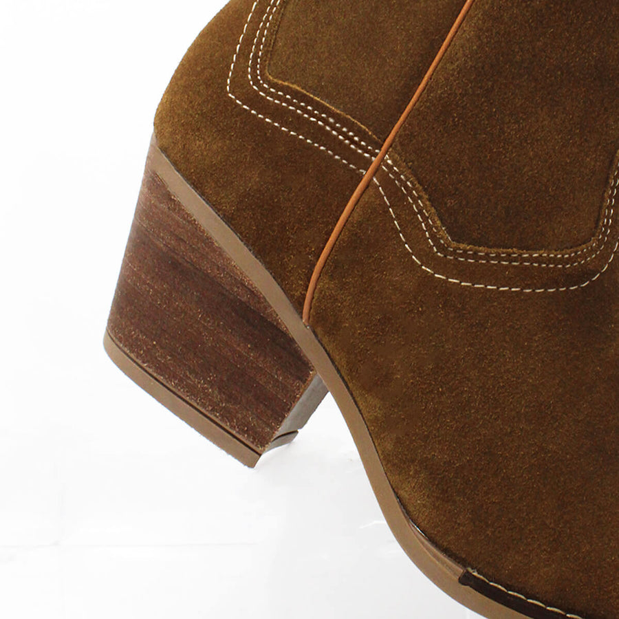 SIERRA 60 - Canela Regina Romero Zapato Bota Botin Tacon Bajo Para Dama en Piel