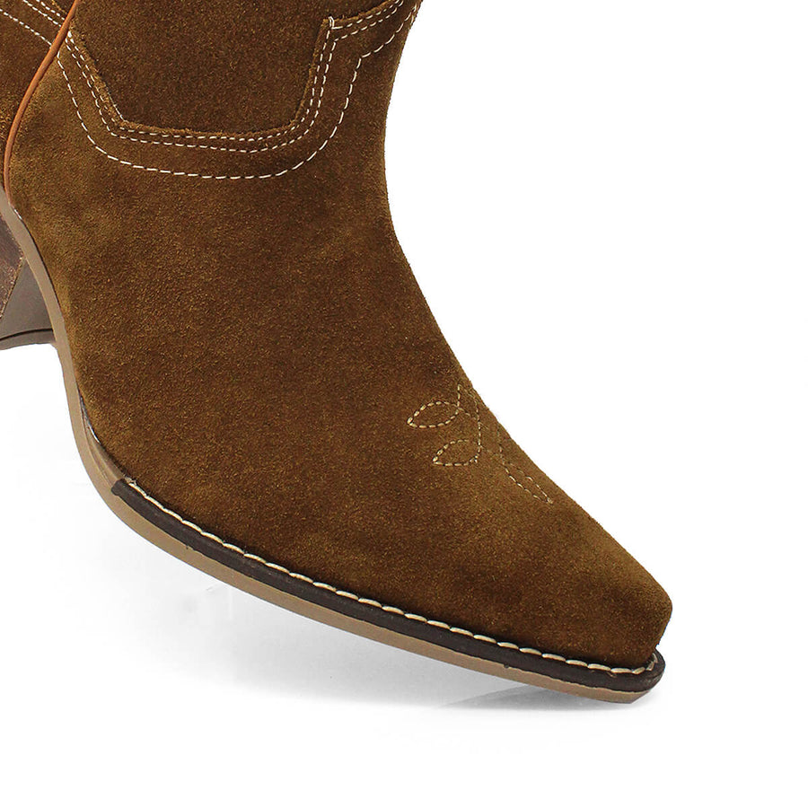 SIERRA 60 - Canela Regina Romero Zapato Bota Botin Tacon Bajo Para Dama en Piel