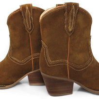 SIERRA 60 - Canela Regina Romero Zapato Bota Botin Tacon Bajo Para Dama en Piel
