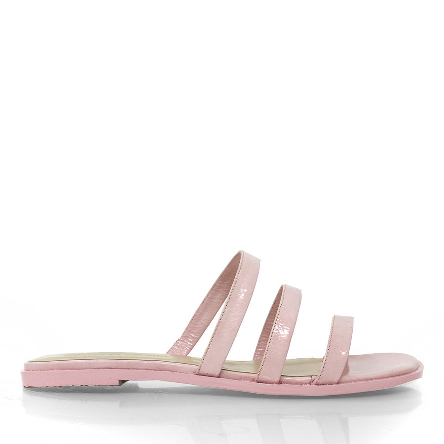 CILIA - Charol Rosa Claro Regina Romero Zapato Sandalia de Piso Para Dama en Piel