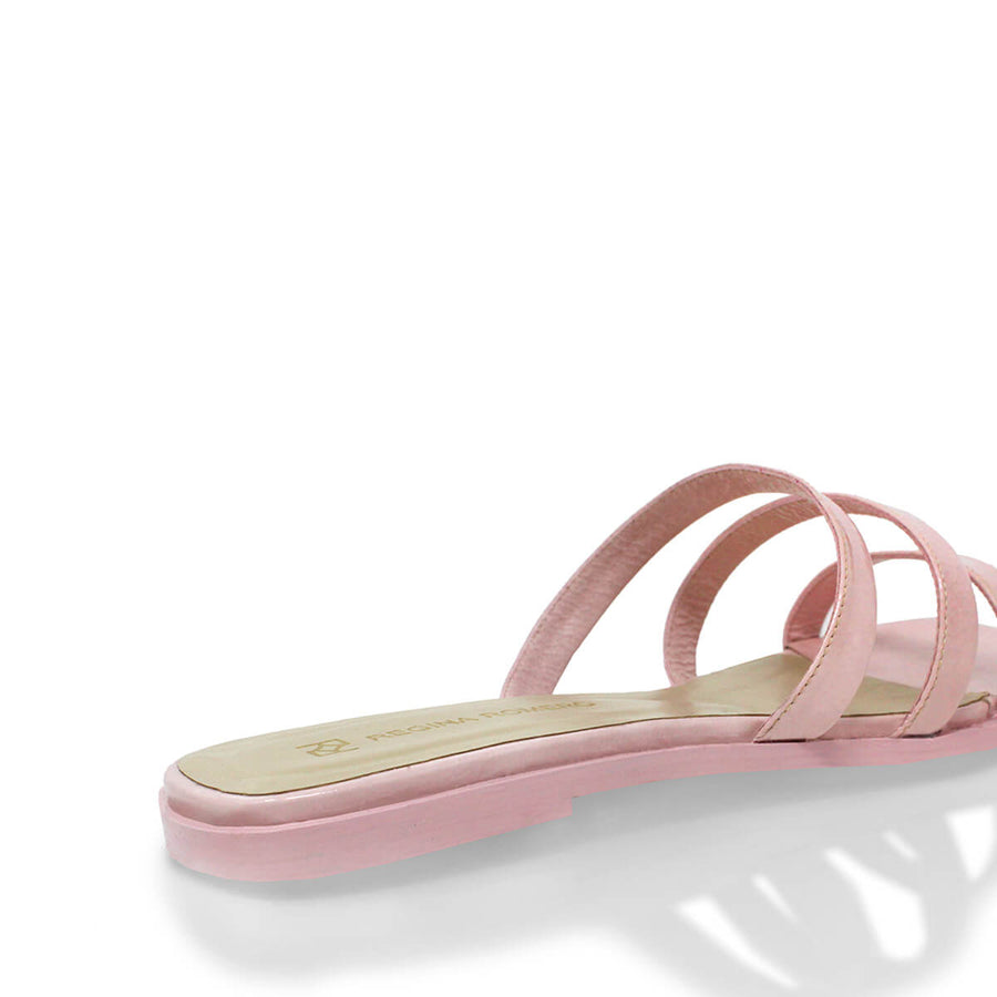 CILIA - Charol Rosa Claro Regina Romero Zapato Sandalia de Piso Para Dama en Piel