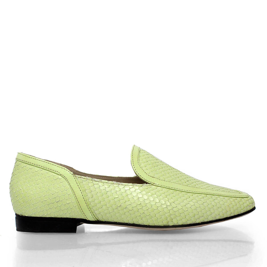 CORA - Menta Regina Romero Zapato Mocasin de Piso Para Dama en Piel