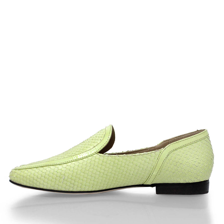 CORA - Menta Regina Romero Zapato Mocasin de Piso Para Dama en Piel