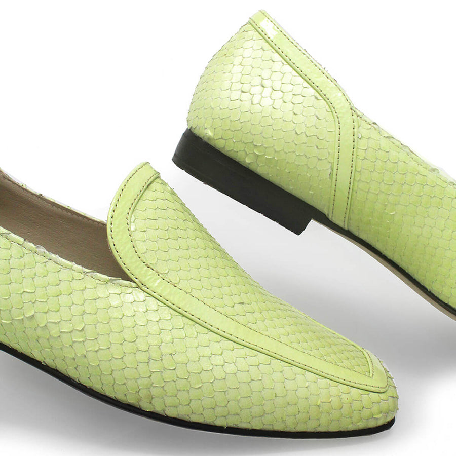 CORA - Menta Regina Romero Zapato Mocasin de Piso Para Dama en Piel