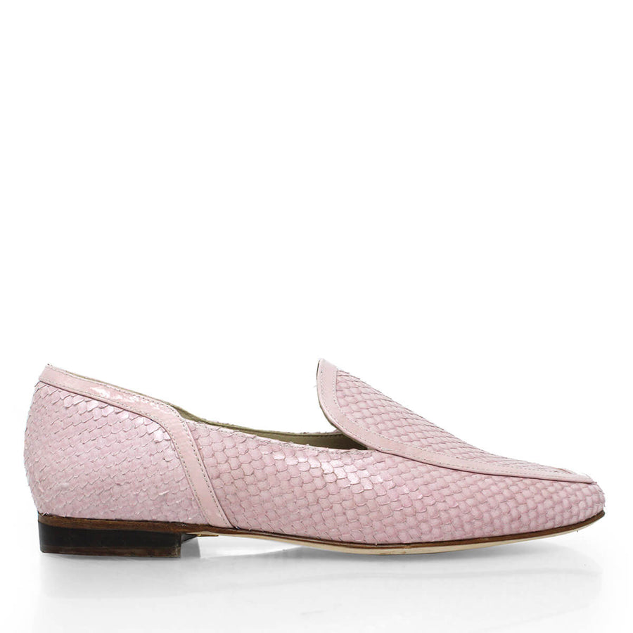 CORA - Light Pink Regina Romero Women's Flat Moccasin Shoe in Leather