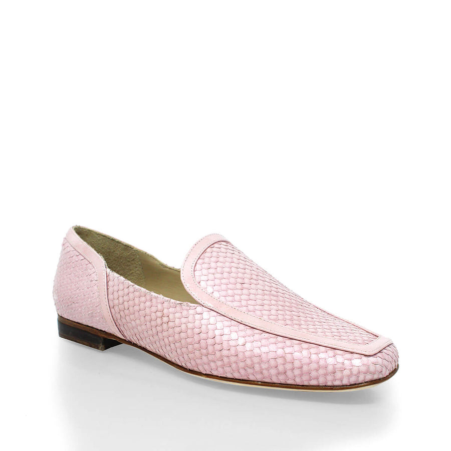 CORA - Light Pink Regina Romero Women's Flat Moccasin Shoe in Leather