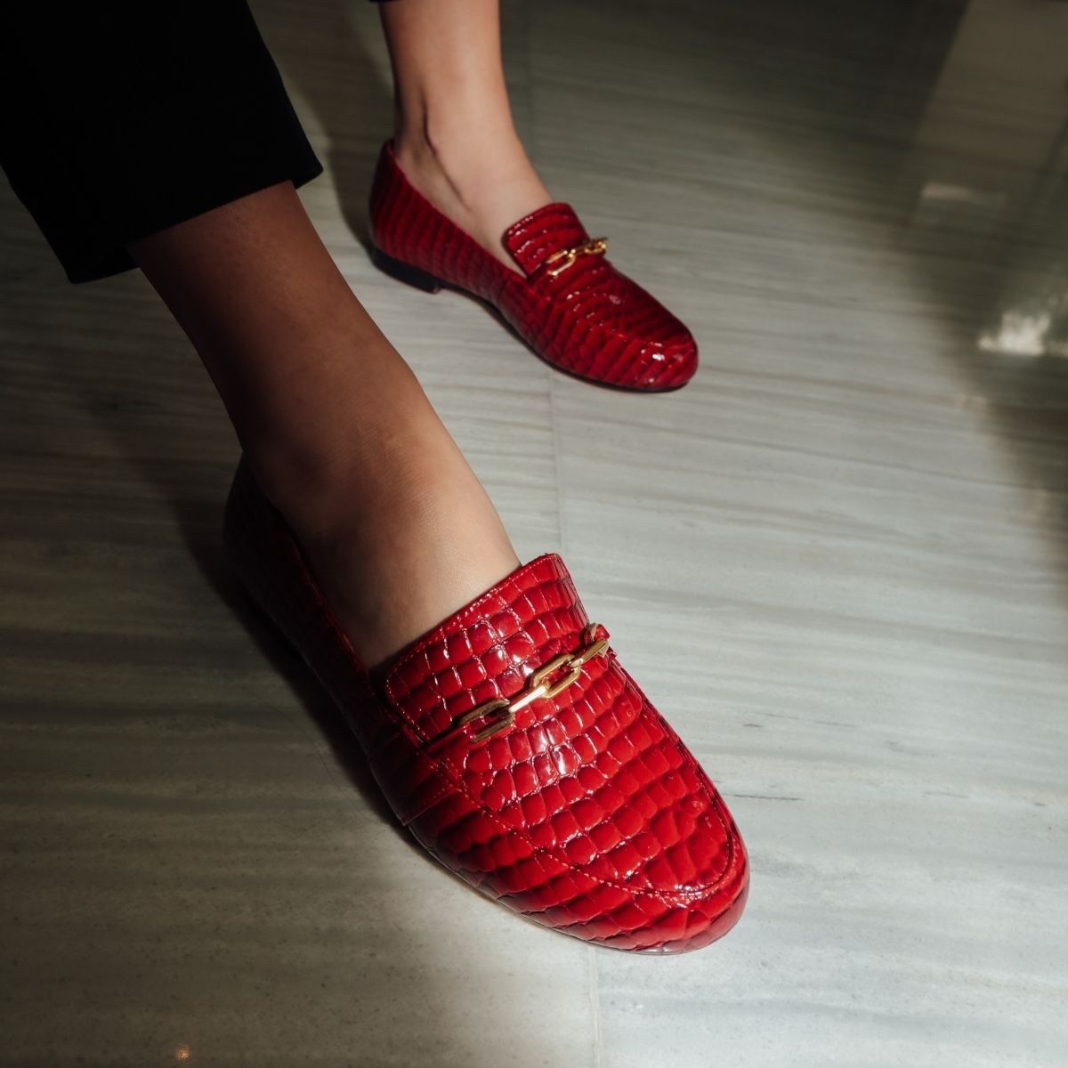 Mocasines rojos mujer new arrivals piel
