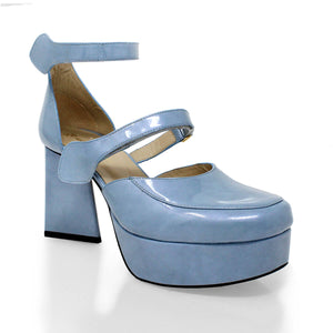 JETSON 95 - Charol Azul Claro Regina Romero Zapato Plataforma Tacon Alto Para Dama en Piel