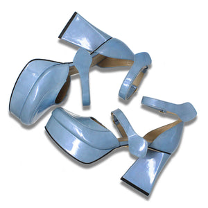 JETSON 95 - Charol Azul Claro Regina Romero Zapato Plataforma Tacon Alto Para Dama en Piel