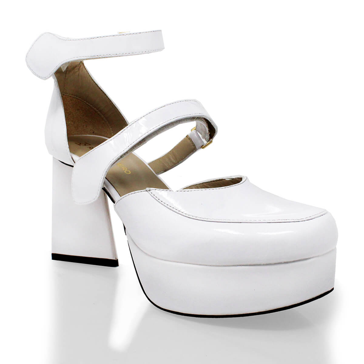 JETSON 95 - Charol Blanco Regina Romero Zapato Plataforma Tacon Alto Para Dama en Piel