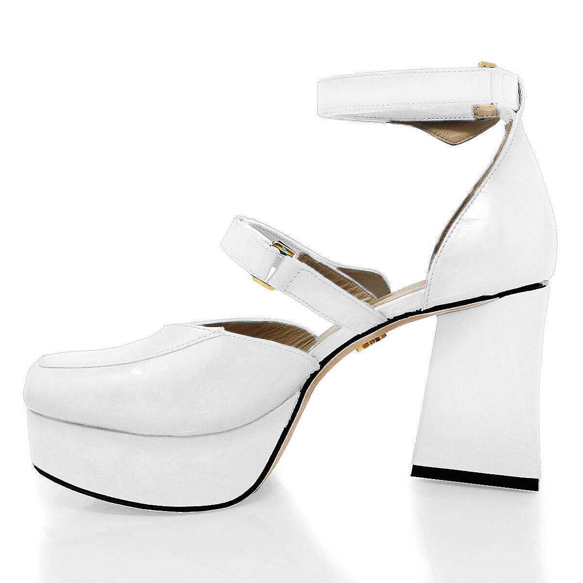JETSON 95 - Charol Blanco Regina Romero Zapato Plataforma Tacon Alto Para Dama en Piel