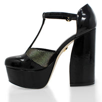 PATRICIA 135 - Black Patent Leather and Stainless Steel Regina Romero High Heel Platform Shoe for Women in Leather