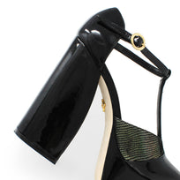 PATRICIA 135 - Black Patent Leather and Stainless Steel Regina Romero High Heel Platform Shoe for Women in Leather