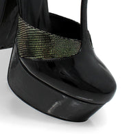 PATRICIA 135 - Black Patent Leather and Stainless Steel Regina Romero High Heel Platform Shoe for Women in Leather