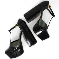 PATRICIA 135 - Black Patent Leather and Stainless Steel Regina Romero High Heel Platform Shoe for Women in Leather